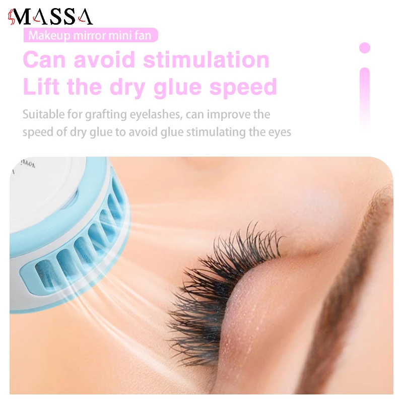 1pcs Portable Eyelash Fan With Mirror USB Rechargeable Fan Eyelash Glue Special Hair Dryer Eyelash Extension Supplies Makeup Too