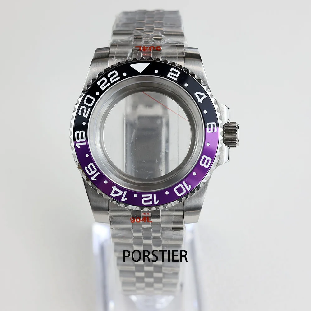 40mm Watch Case 904L Stainless steel Jubilee bracelet Sapphire Glass for Seiko NH34 NH35 /36 Movement GMT Yacht-Master Cases image 3