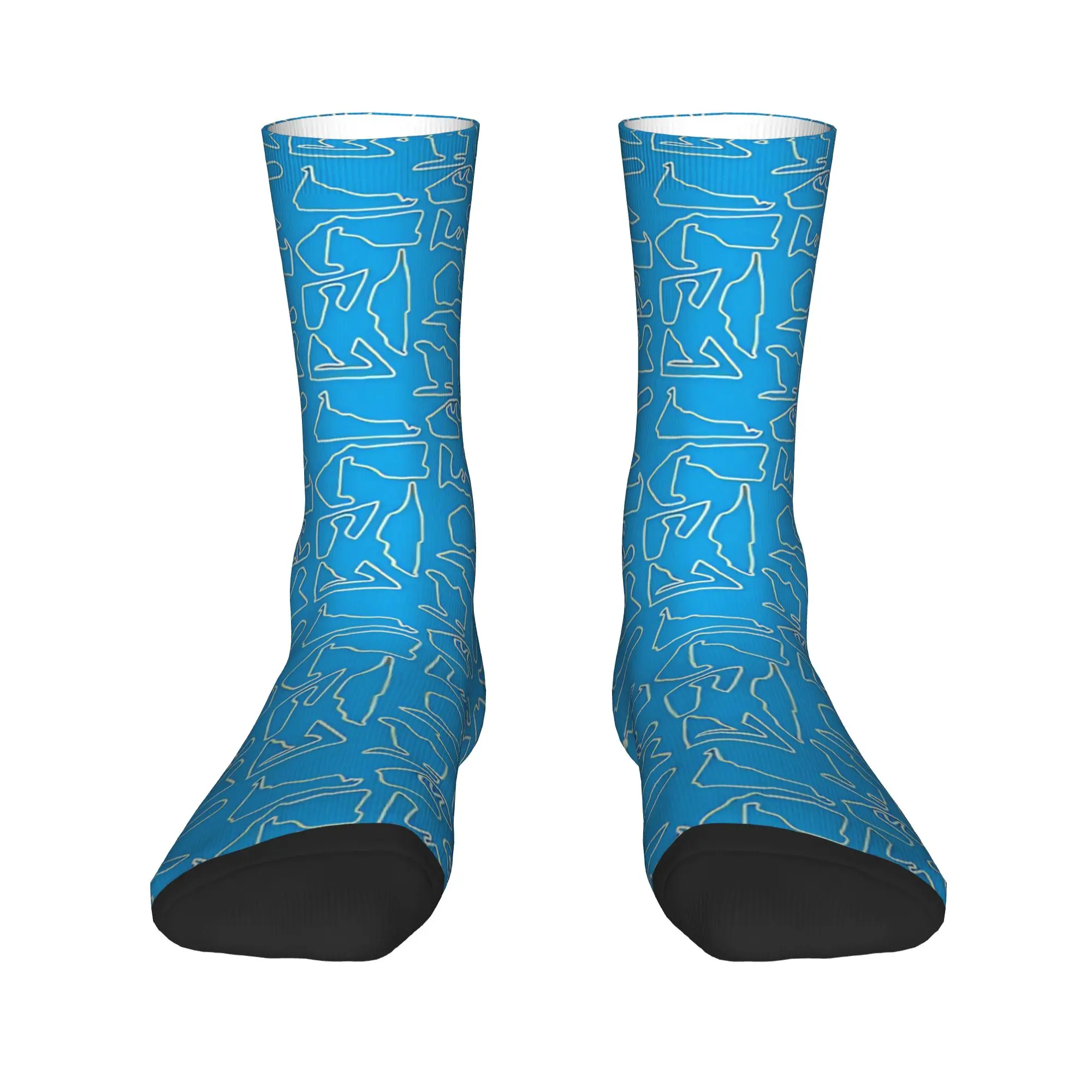 Tracks Blue  Stockings Unisex Men  Socks Quality Funny Socks Spring Running Sports Non Skid Custom Socks Gift