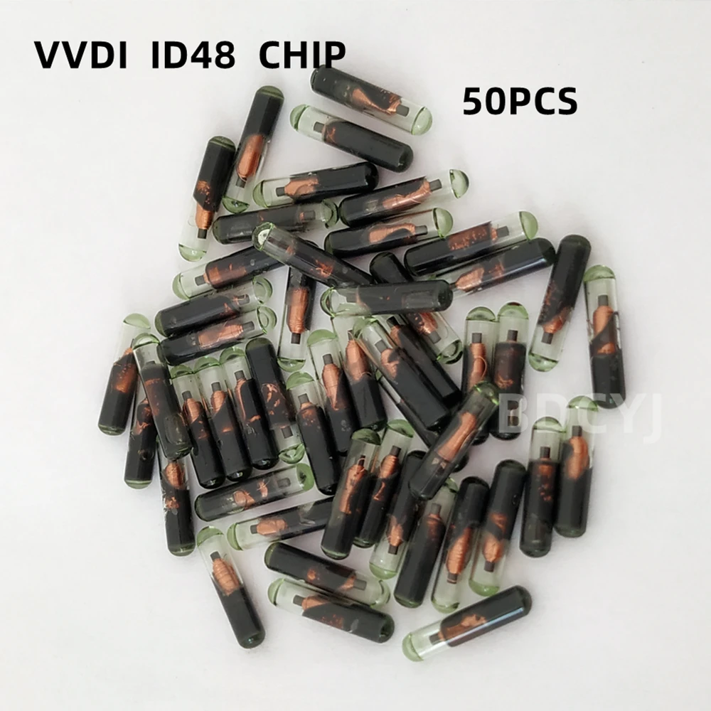 Vvdi id48トランスポンダーチップ、t6クリプトロックロックチップ、車のキーガラスチップ、xhorse vdi id48、50個