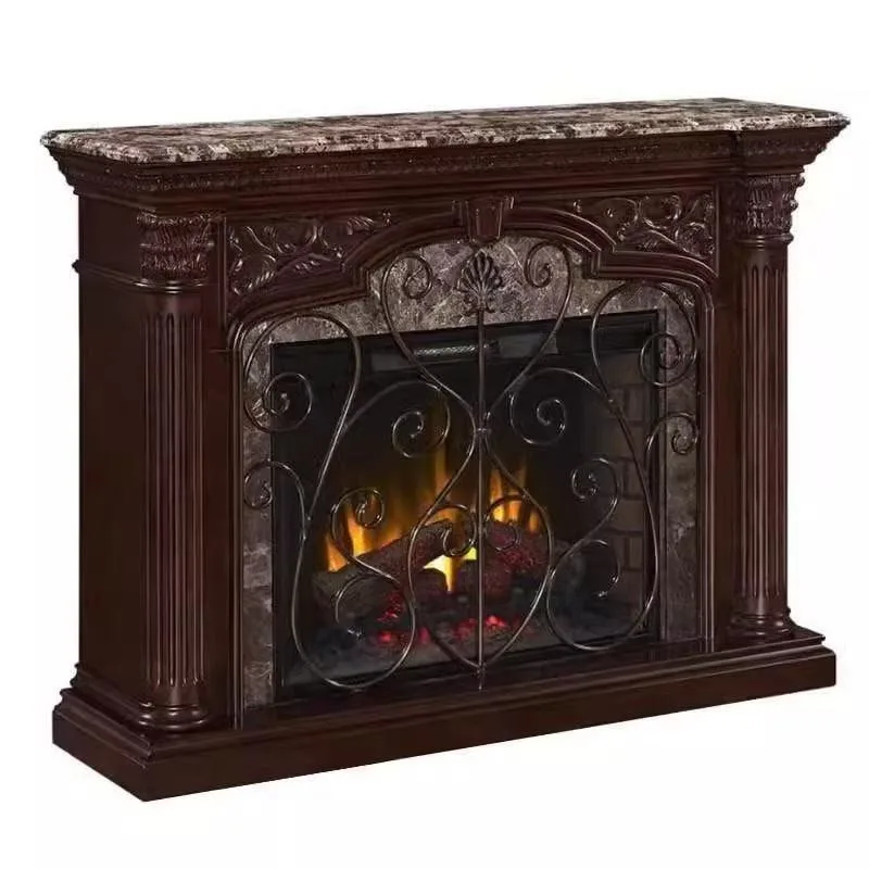 All solid wood fireplace European-style living room entrance simulated flame decorative fireplace