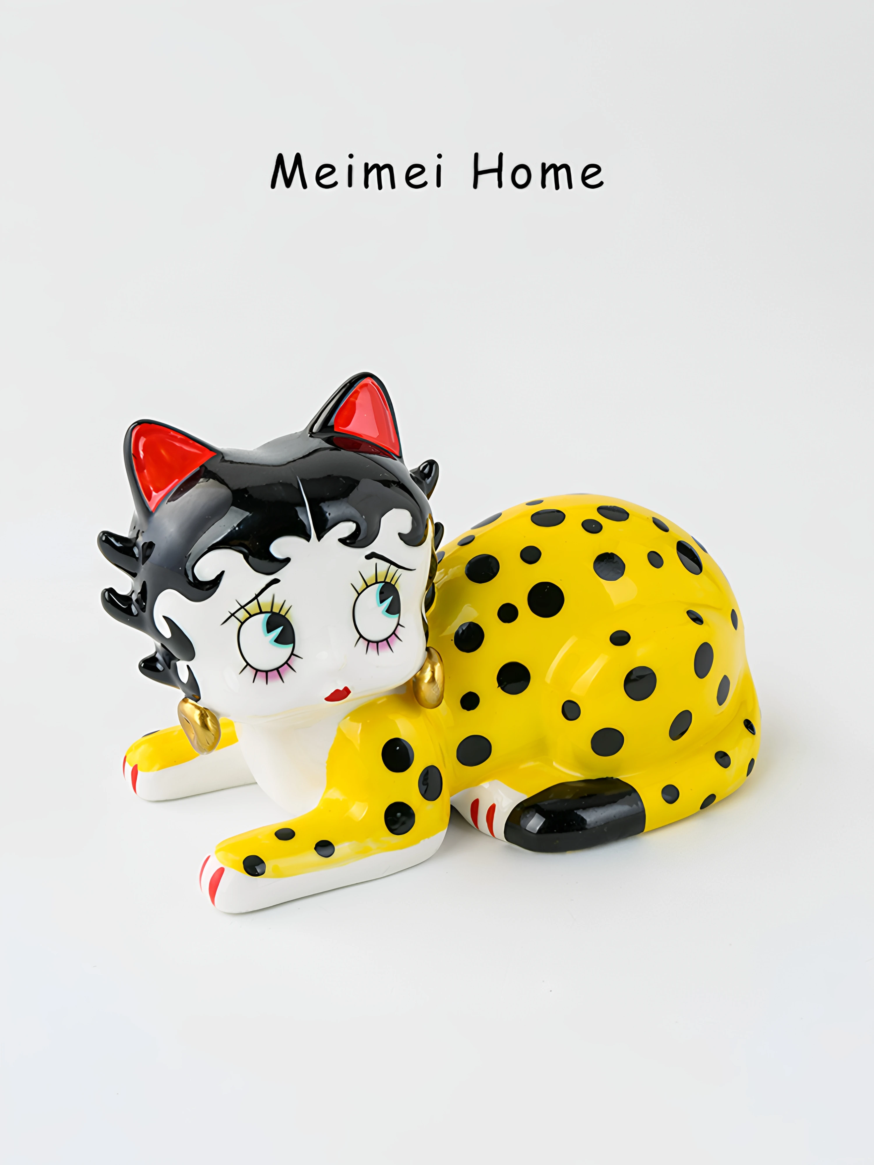 Betty Lucky Ceramic Leopard  Figurine Home Office Decorations Adorable Design Ideal for Moving in Good Luck Entrance