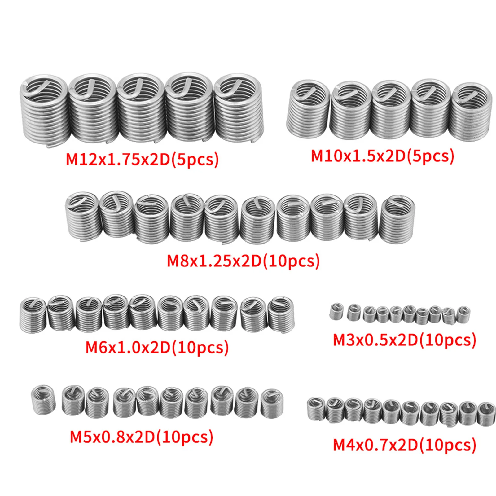 60Pcs Thread Repair Kit Stainless Steel Thread Repair Kit M3 M4 M5 M6 M8 M10  Wire insert thread Thread Repair insert