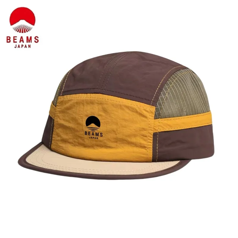 BEAMS Lightweight Breathable Color‑Block Flat Brim Baseball Cap, Outdoor Hiking Travel Peaked Hat Unisex