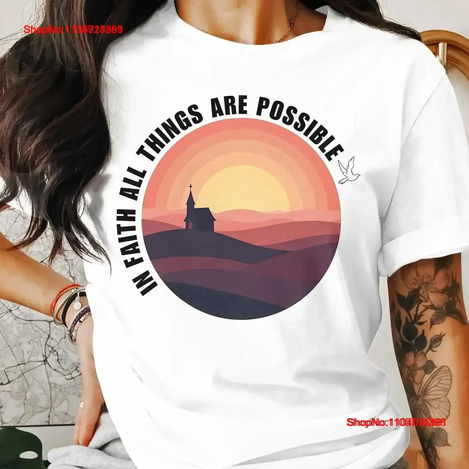 In Faith All Things Are Possible Inspirational Church Sunset T Shirt Motivational Christian Uplifting Apparel vintage Washed