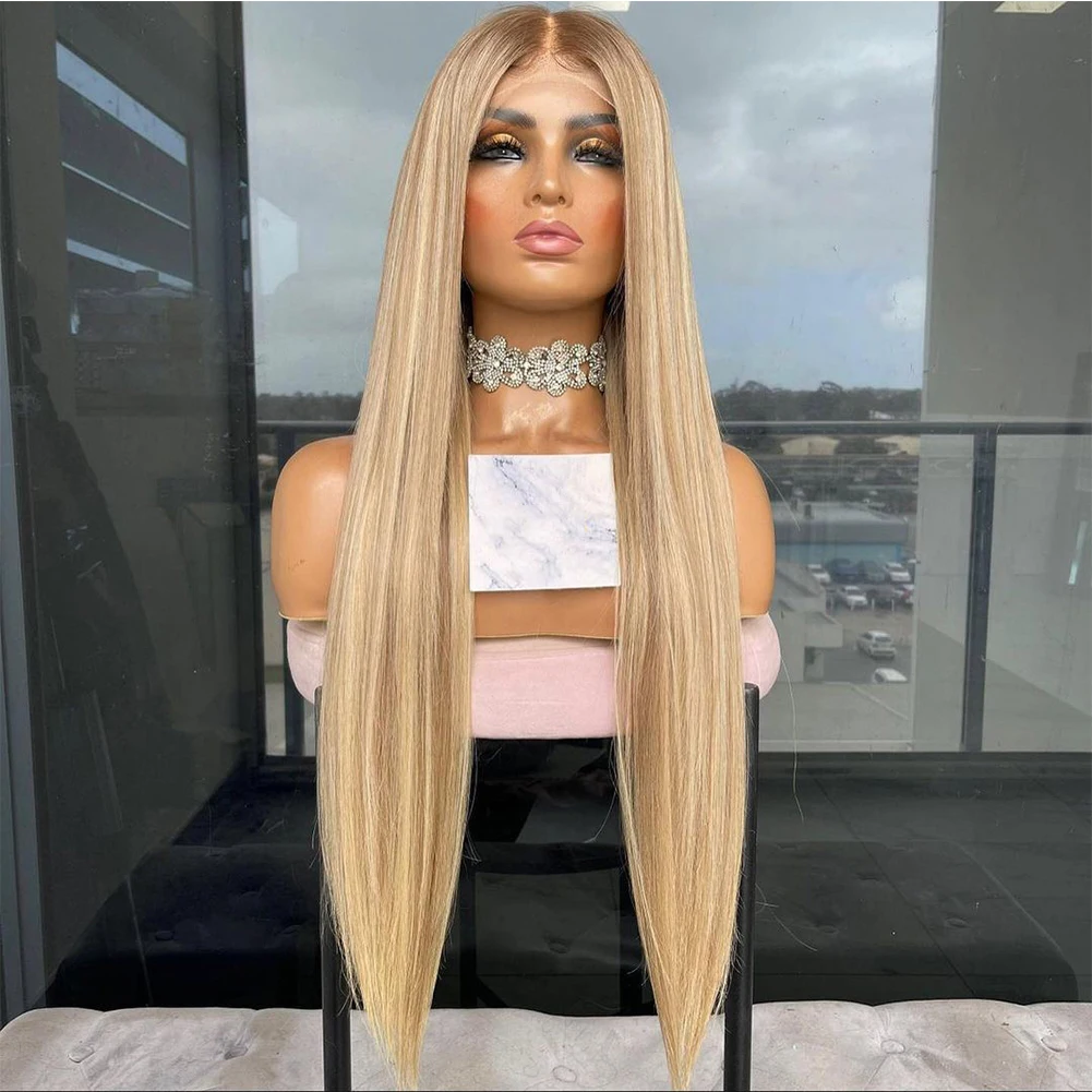 Highlight Wig Human Hair for Women Straight Lace Front Wig with Roots 13x4/13x6 HD Transparent Lace Frontal Wig 150% Virgin Hair