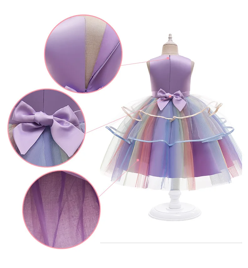 Ragazza unicorno vestito bambini festa compleanno principessa Costume senza maniche trascinamento matrimonio vestito di natale bambini ragazza