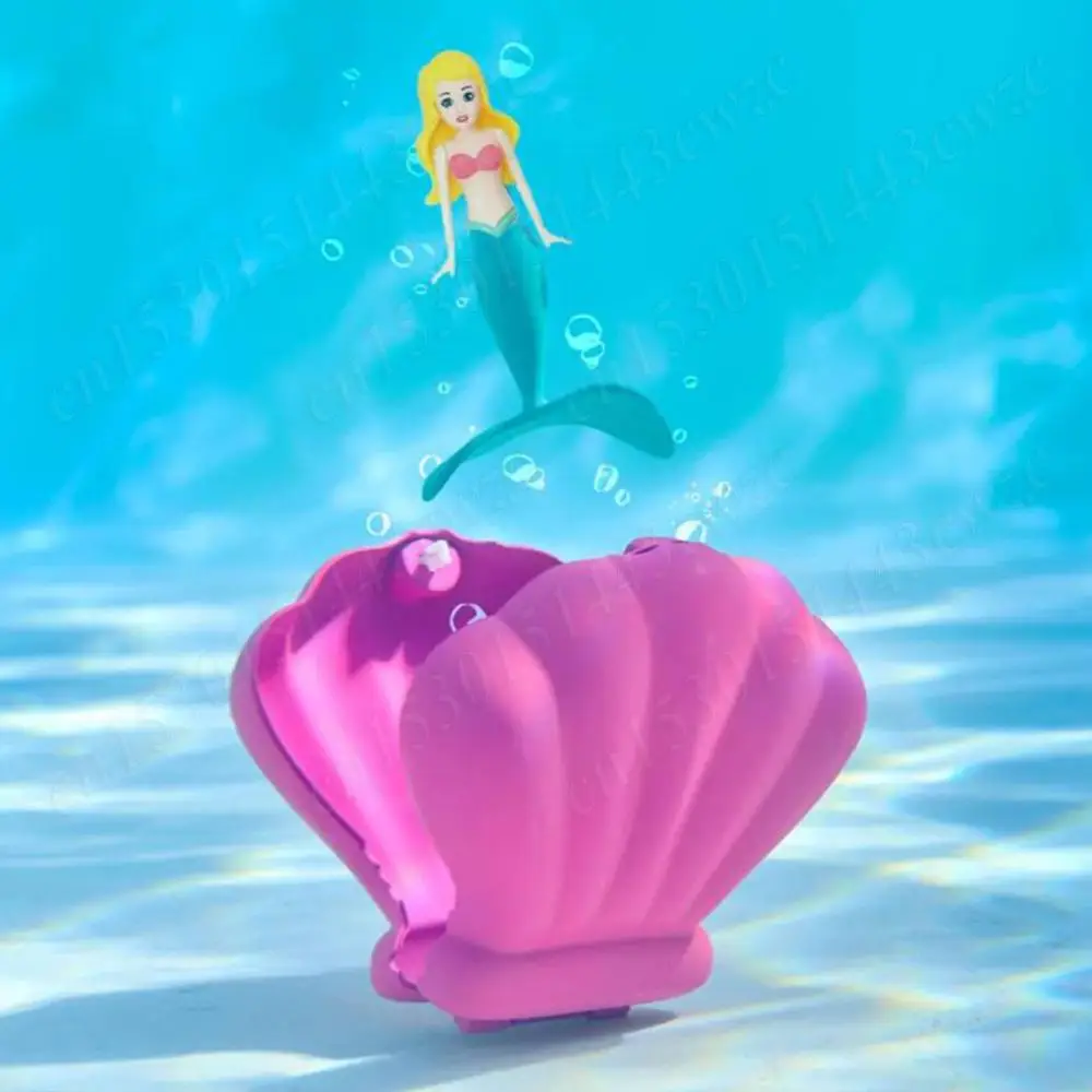 Juegos de jardín para piscina de sirena, juguetes acuáticos para niños, juguetes de baño de sirena de concha abierta automática, accesorios para piscina de agua, 1-4 Uds.