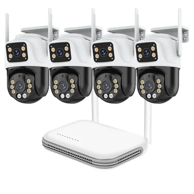 6mp Dual Lens WIFI Ip Camera Kit Cctv Outdoor Security Wifi Ptz Camera Kit Recordable Wireless Ptz Camera System Nvr Kits