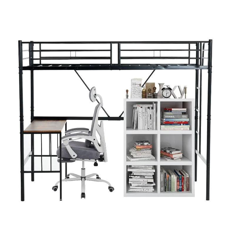 Bed frame Attic bed with single socket with storage rack