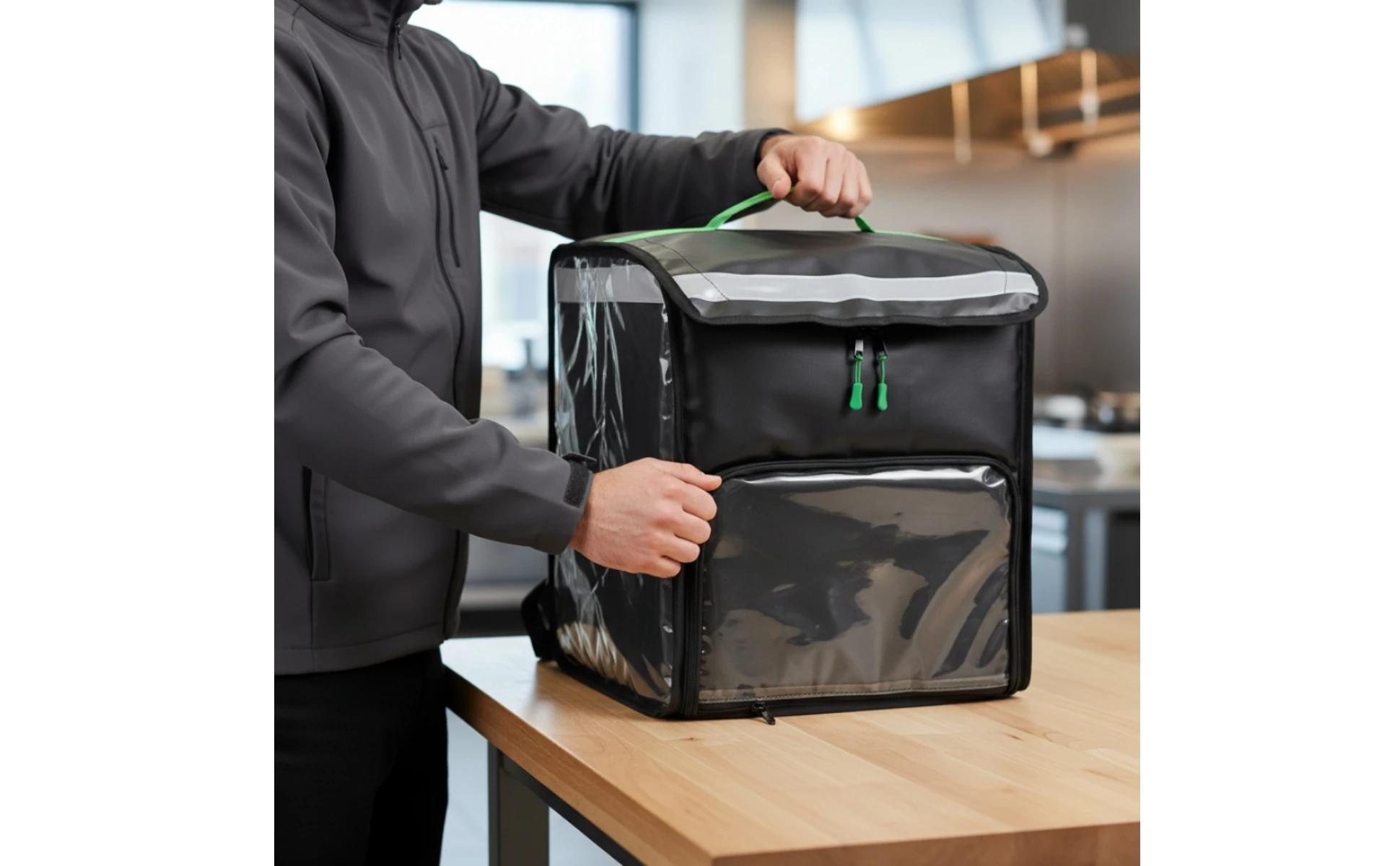 PVC Delivery Thermal Backpack Heavy Duty Waterproof Food Delivery Backpack Easy to Clean Removable Divider for Couriers