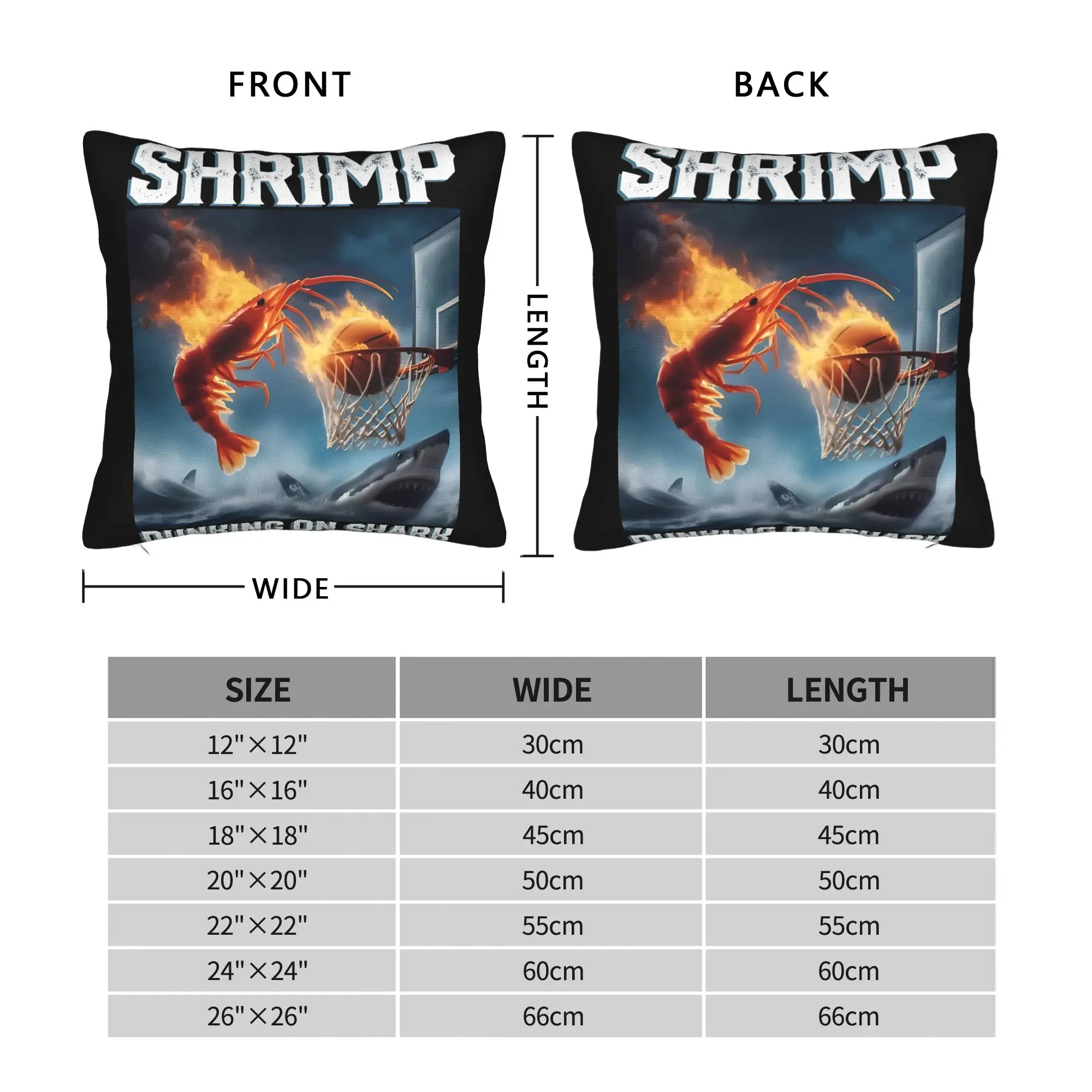 Flaming Shrimp Shark Pillow Cover  Funny Pillow Case For Living Room Chair Design Pillowcases Gift Idea