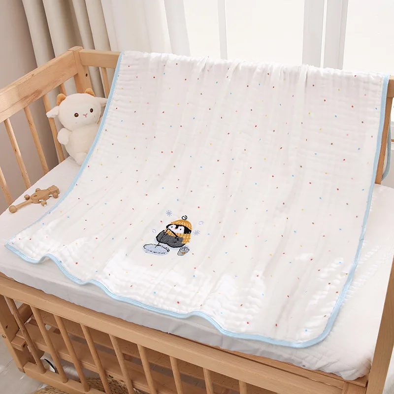 Newborn Six-layer Gauze Cartoon Blanket Cotton Kindergarten Nap Blanket Absorbent Bath Towel for Baby Newborn Swaddle Wrap