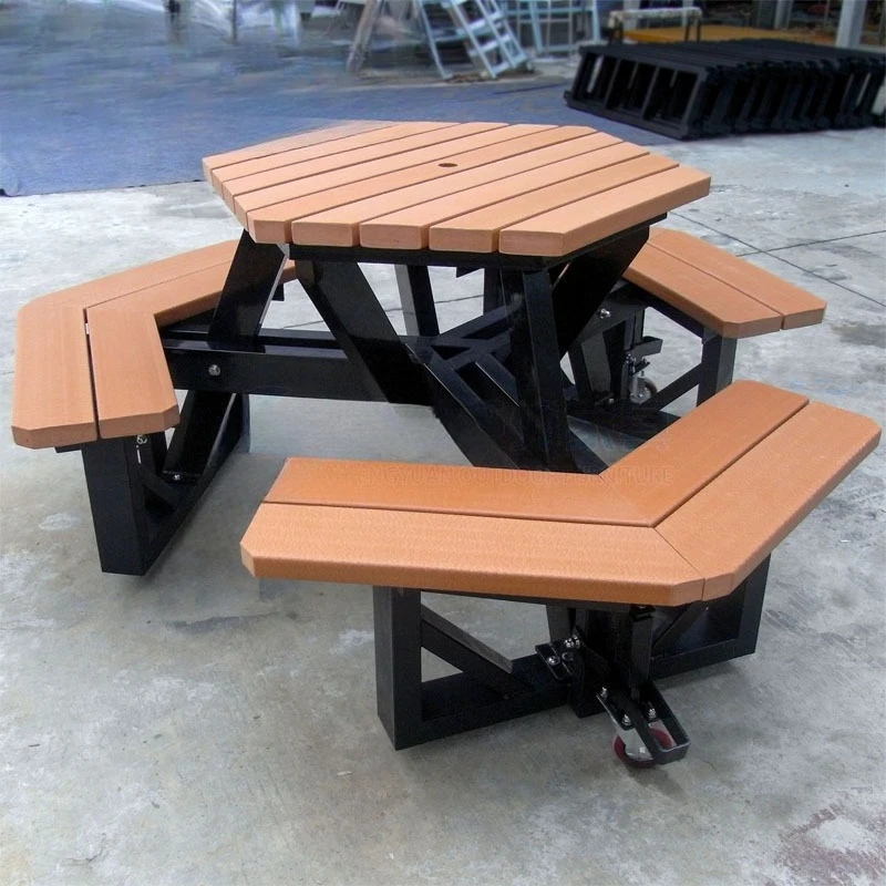 طاولات وكراسي طاولات وكراسي خشبية صديقة للبيئة من الخشب البلاستيكي وطاولة طعام من قطعة واحدة ومجموعة كراسي ذات مناظر طبيعية خلابة