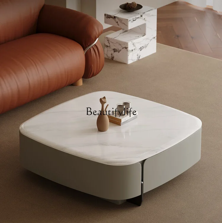 Square Microlite Coffee Table Paint Small Apartment Italian Minimalist High Sense Modern Minimalist