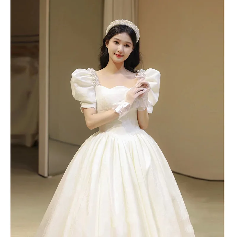 

J129 White light wedding dress with tutu skirt