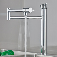 Chrome Foldable Kitchen Faucet Brass Pot Filler Faucet Retractable Swing Arm Cold Hot Water Mixer Tap 360 Degree Swivel Sink Tap