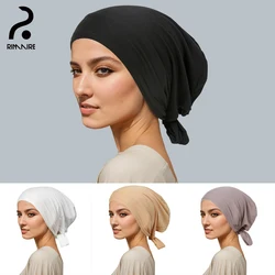 Mode frauen Innere Kappen Hüte Elegante Weiche Moslemisches Hijab Hohe Qualität Damen Undercaps Hut Schwarz Turban Kopftücher RIMAIRE