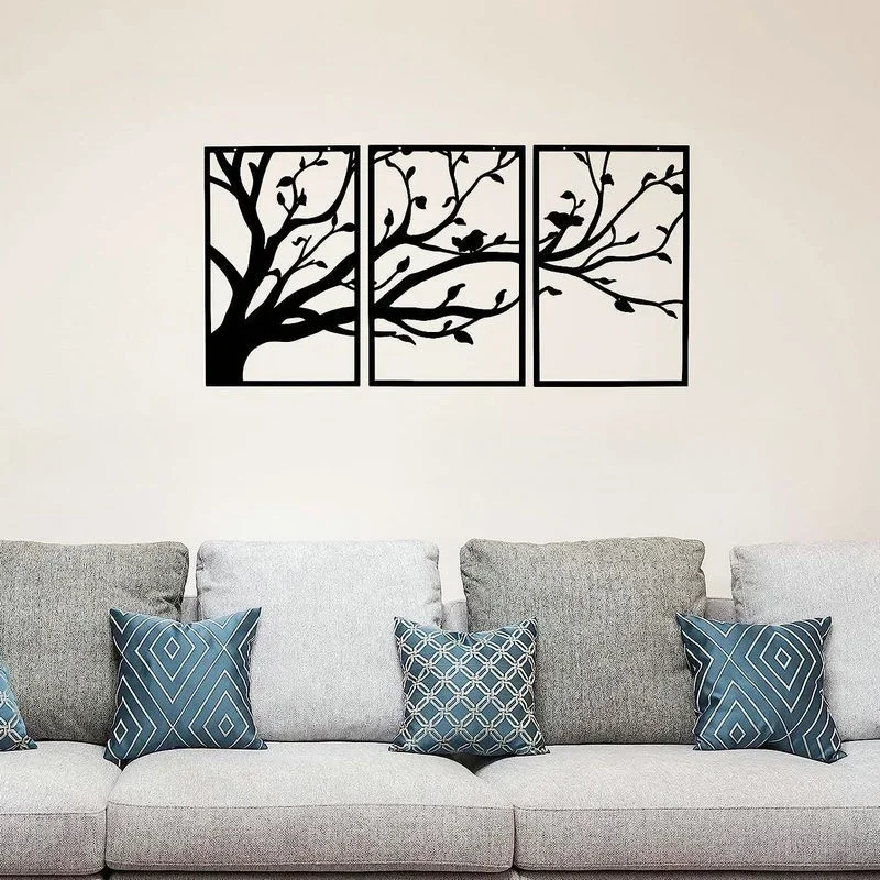 3pcs/set Tree of Life Metal Wall Art Branches Home Decor Modern Wall Mounted Decor Sticker Mural Living Room Office Decoration w