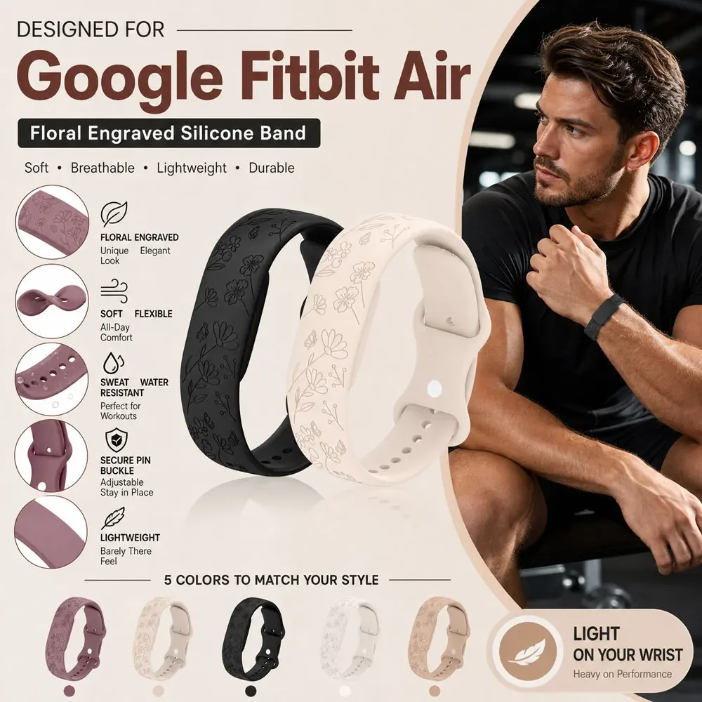 Breathable Rubber Bracelet for Google Fitbit Air Custom Silicone Loop Sports Watch Strap Correa Wristband for Google Fitbit Air
