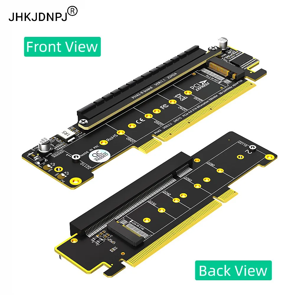Dual NVMe PCIe Adapter, PCIe 4.0 X16 to Dual NVMe and 1x More PCIe x16 (x8 Signal) Adapter