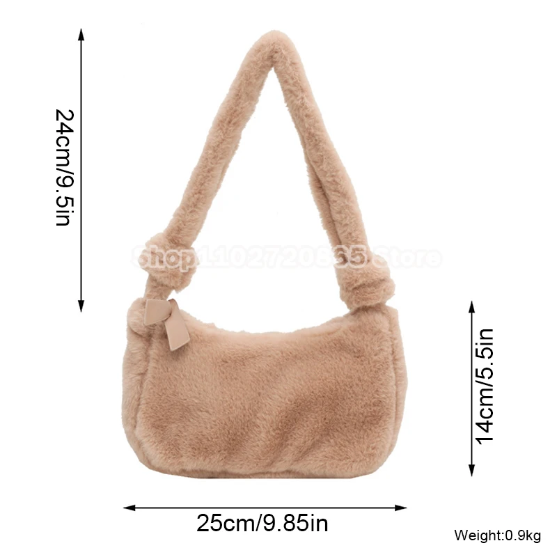 Labubu Armpit Bags Women Autumn Winter Fur Mini Bags Popular Cartoon Anime Shoulder Bag Personality Letters Plush Handbag Gift