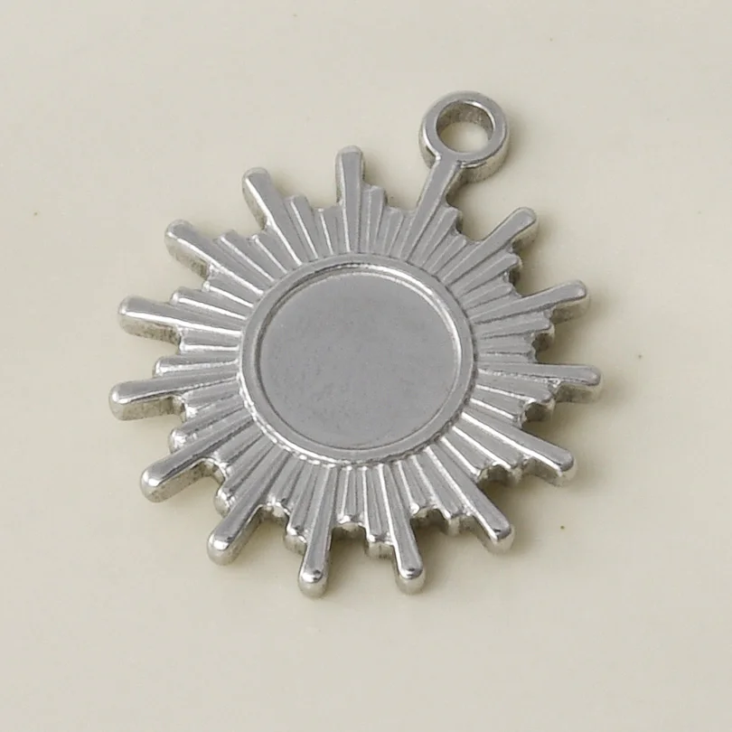 5pcs/Lot Silver Color Le Soleil Pendentif Stainless Steel Charm Pendants For Jewelry Making Supplies Metal Sun Charms Decoration