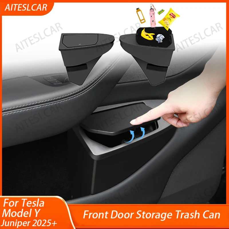 

Front Door Storage Trash Can for Tesla Model Y Juniper 2025 Car Door Storage Box Multi Functional Storage Box Car Accessories