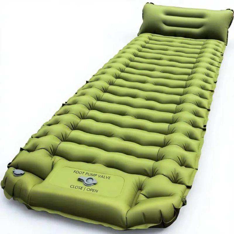 Airo Green Self-Inflating Portable Lightweight 5cm Thick Camping Hiking Air Mattress Sleeping Pad Built-In Foot Pump Waterproof