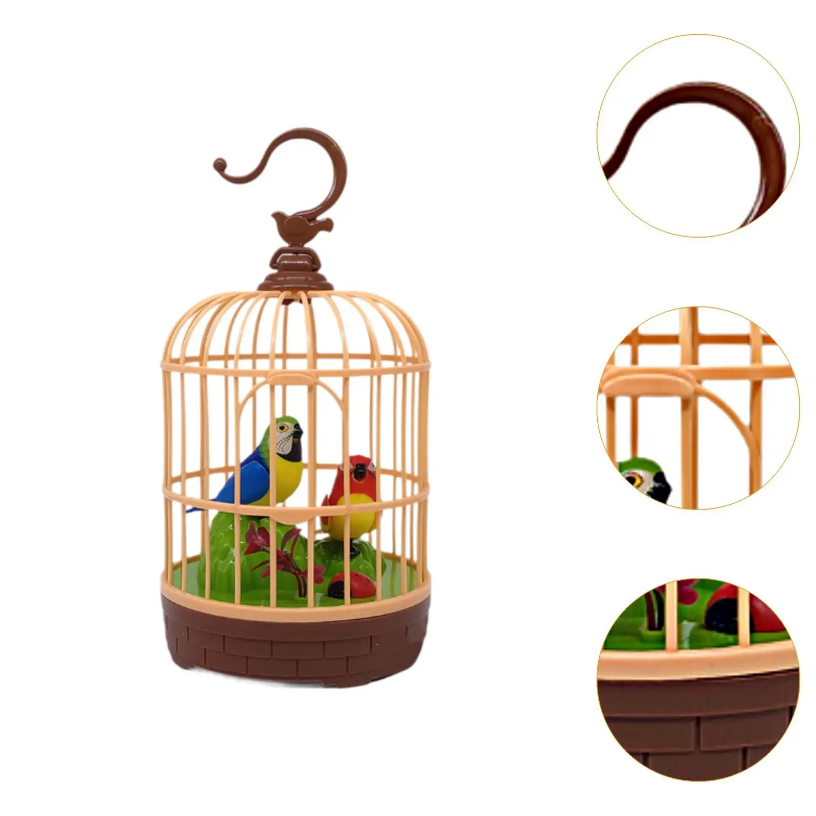 Accesorio para habitación de pájaro cantando en jaula Inducción activada por voz con sonidos melódicos Regalos para chirrear y movimiento para bebé 4,2" x 7,8"