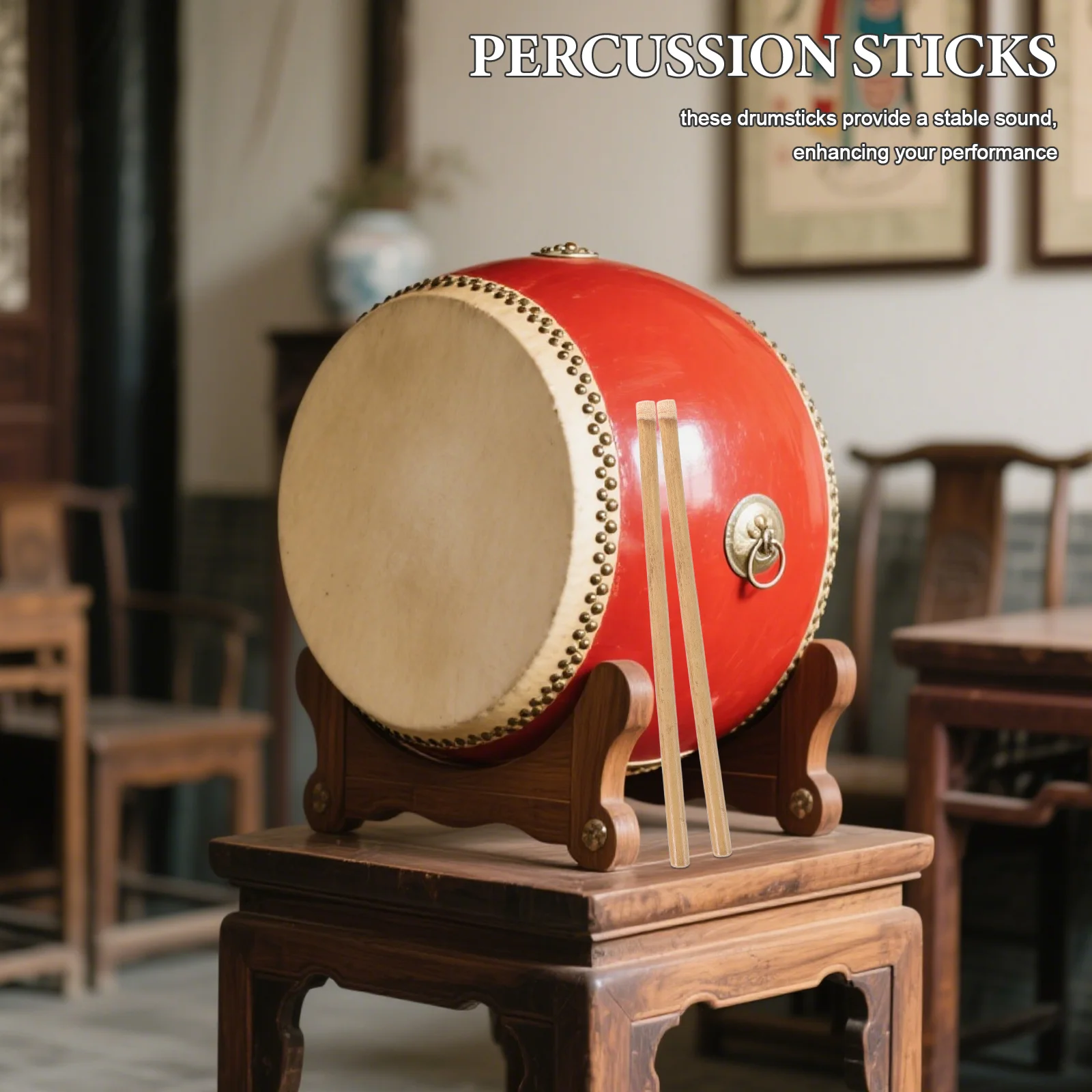 

1 Pair Professional Drum Bamboo Percussion Sticks For Marching Snare Practice Adults Jazz Drum Rods Wood Rhythm Sticks