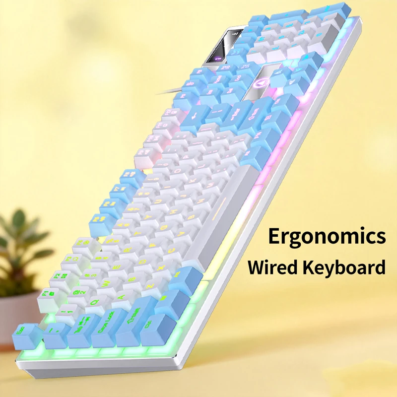 Silent Wired Keyboard Mechanical Feel Floating Keycaps for Gaming Office Typing Desktop Laptop Computer Accessories
