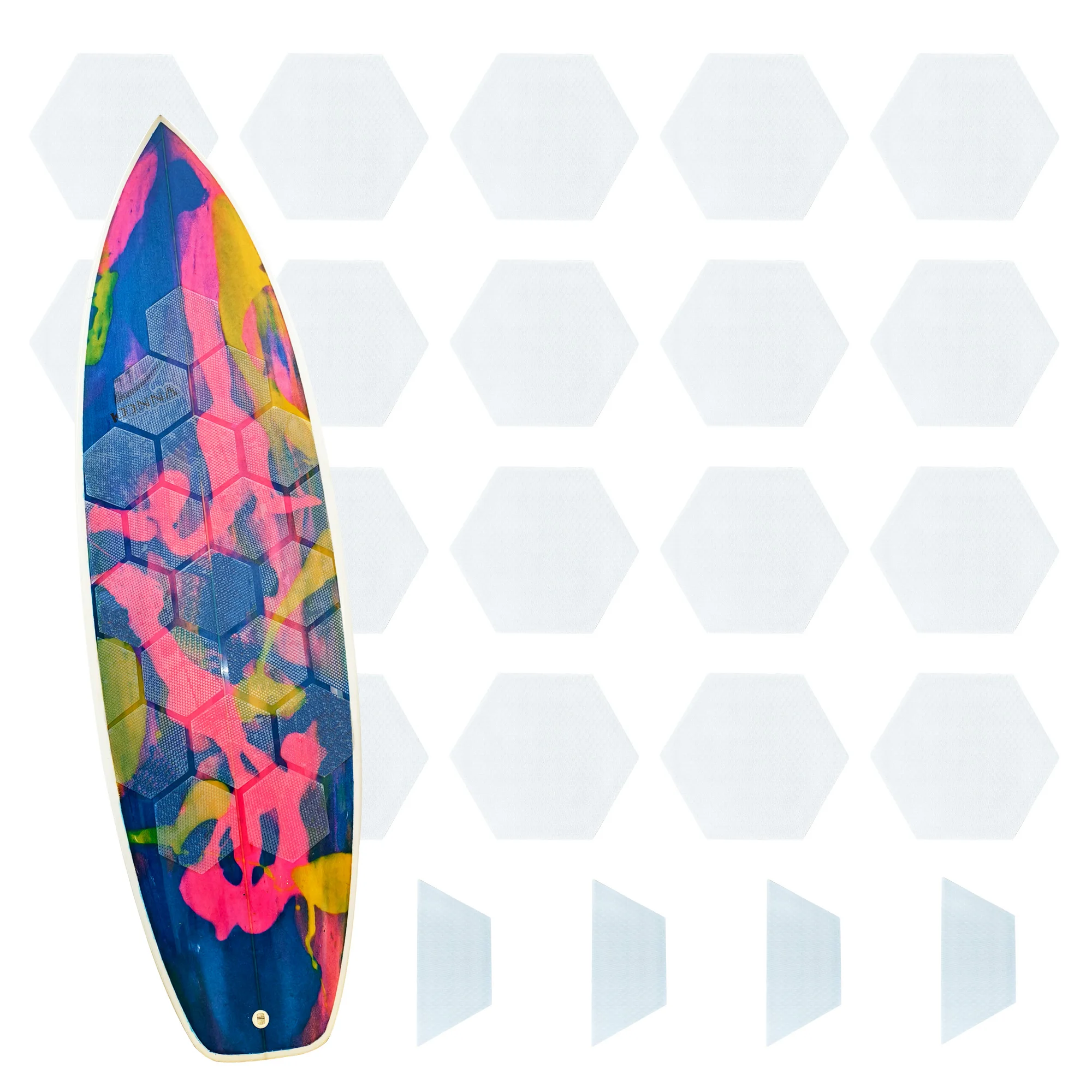 Hexagon Surfboard Deck Traction Pad Deck Grip Tail Pad For Surfing Black Transparency