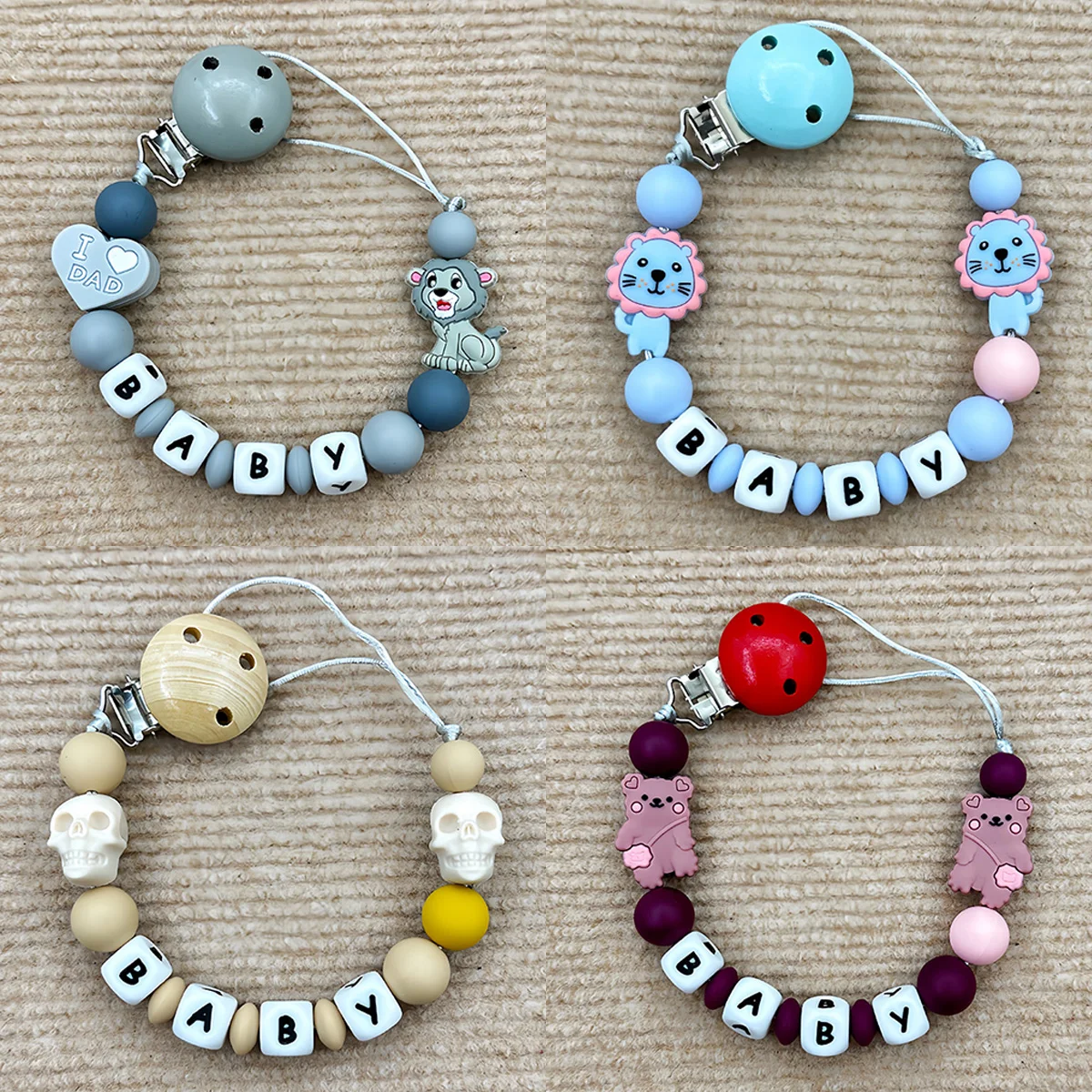 

Personalized Names Letters Name for Baby Pacifiers Luminous Pendant Pacifier Clips Chains Holder Teether Baby Kawaii Toy Gifts