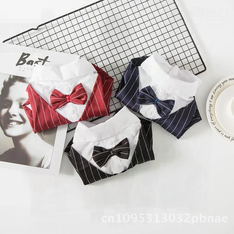 Traje de peluche fino de verano para perros, camisa, vestido de novia, ropa de dos patas para gatos, informal, azul marino/Borgoña/negro/gris, tallas S-L