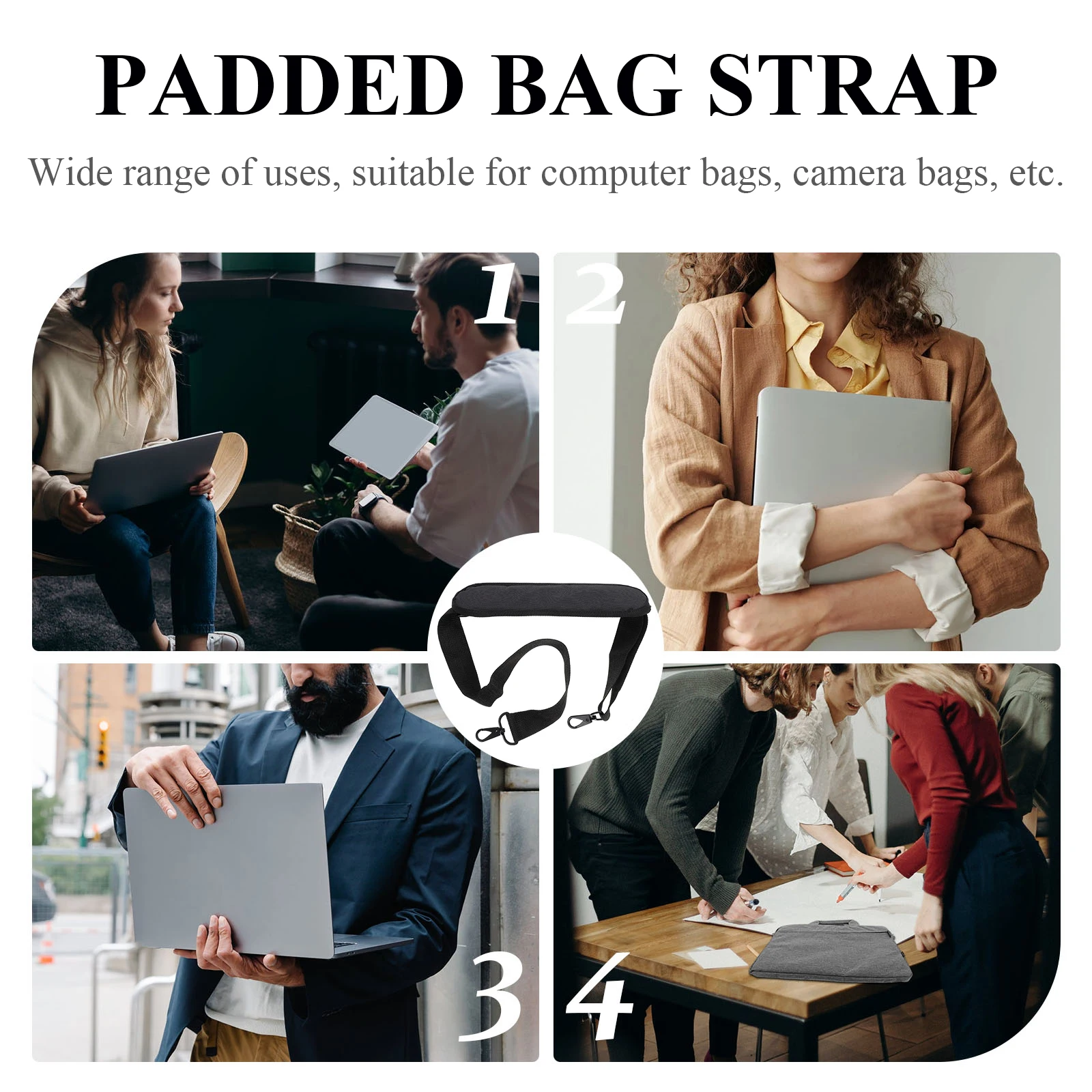 

Padded Shoulder Strap For Laptop Camera Bags Adjustable Replacement Belt Epe Padding Premium Pp Material Long Lasting