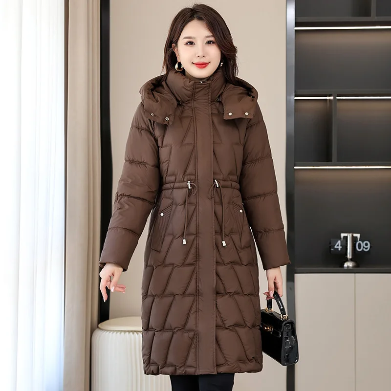 Women Down Cotton Jacket 2025 Mid Long Warm Ladies Outerwear Slim High-End Loose Winter Parkas Women Coat Female Cotton Clothes