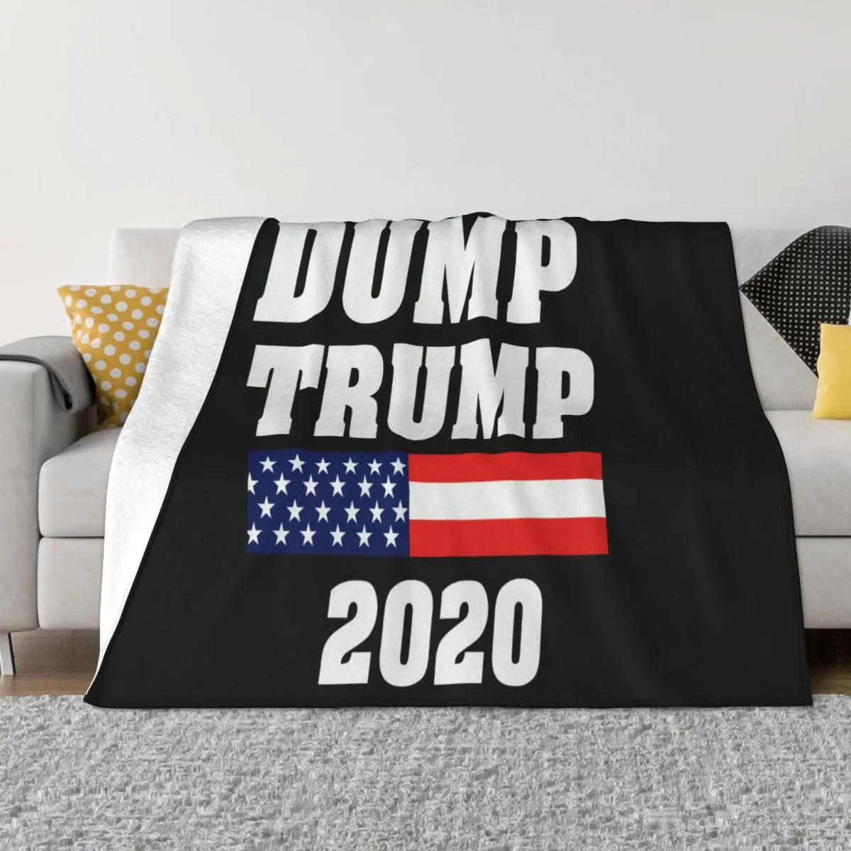 Anti Donald Trump Political Dump Trump 2020 Not My President Funny Black Throw Blanket