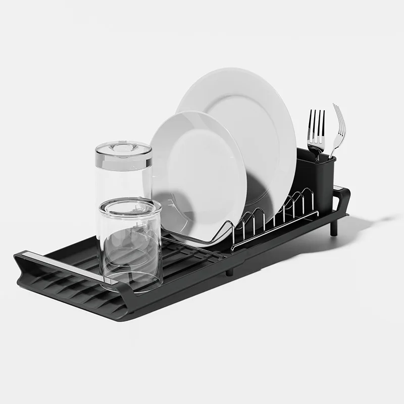 

New Arrival Multi-functional Extendable Anti-Rust Stainless Steel Drying Dish Rack Drainer For Kitchen Counter