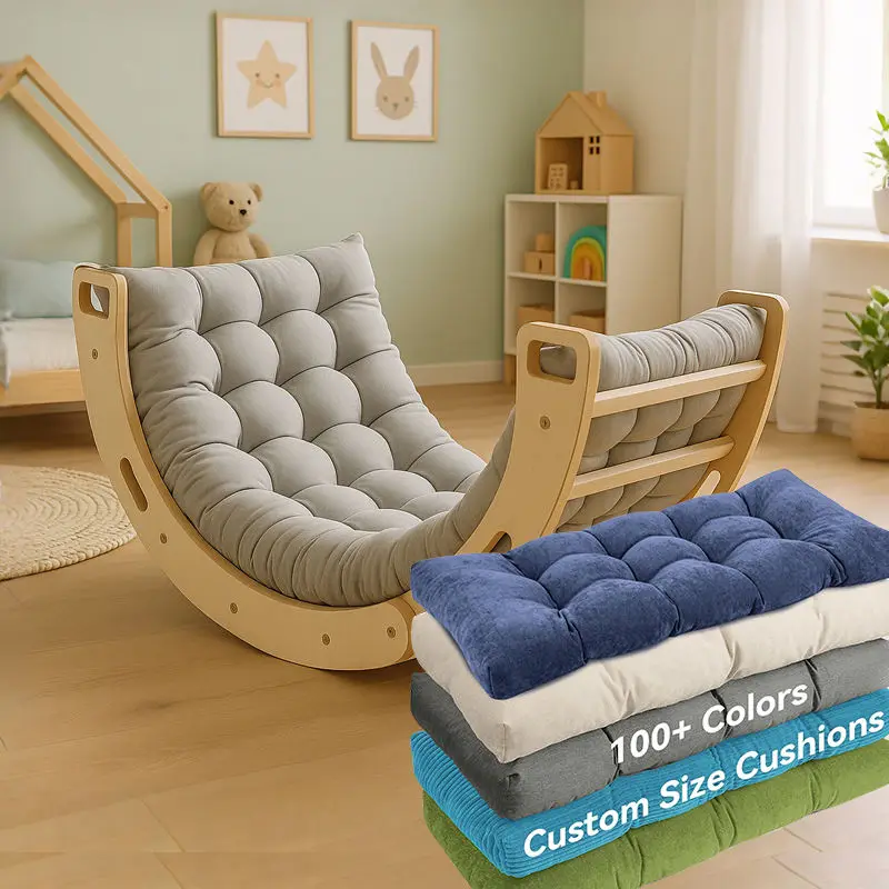 

Washable high-density quilted children's seat cushion for children's wooden arched rocking chairs