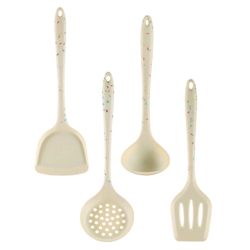 Food Grade Silicone Non-Stick Frying Spatula Long Handle Soup Spoon Colander Hollow Shovel Kitchen Accessories Cooking Tools