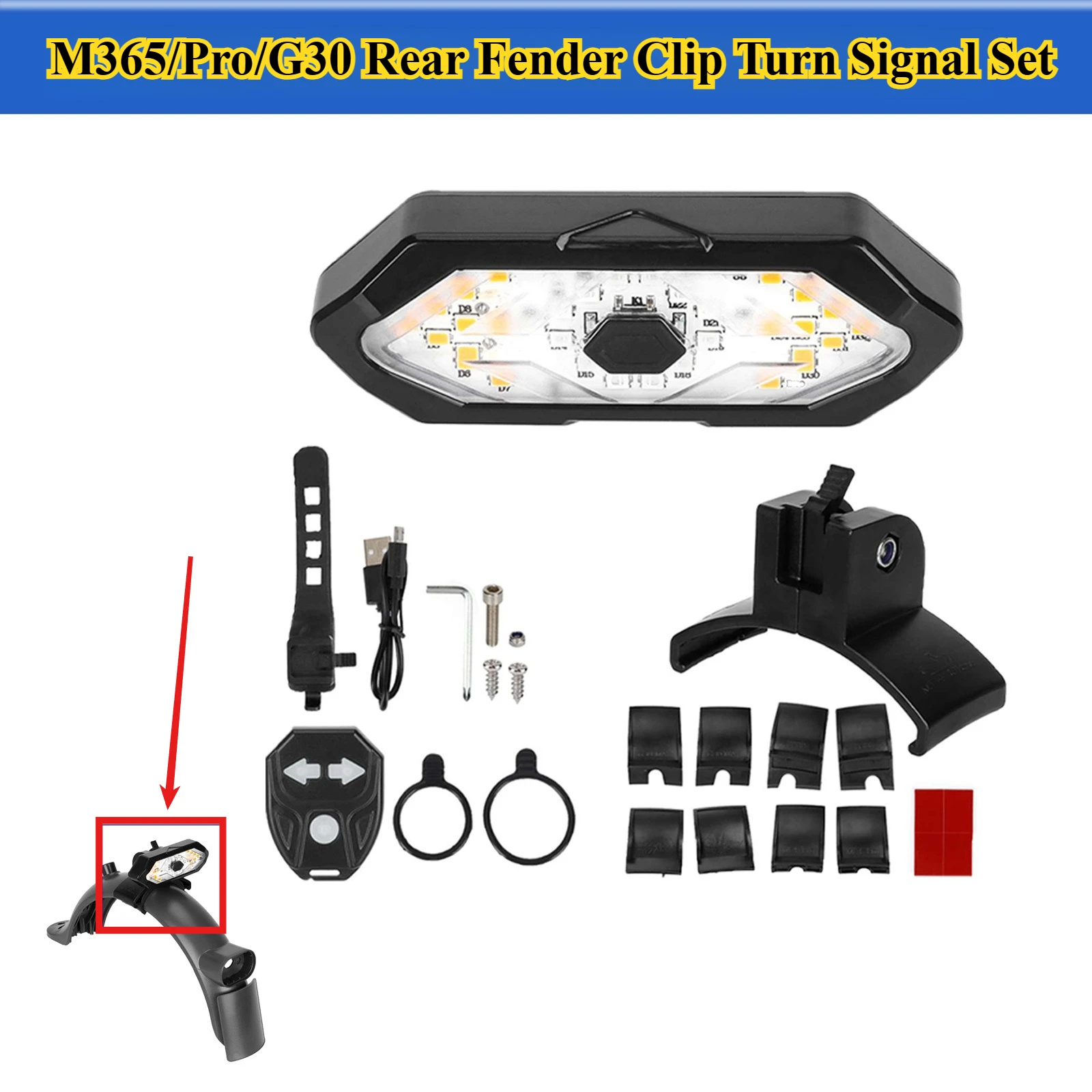 

Подходит для электрического скутера M365 Pro 1S Pro2, зажим для заднего брызговика, указатель поворота Max G30D, универсальная сигнальная лампа