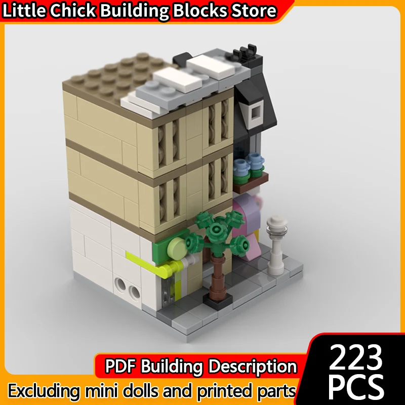 

Street View Model MOC Building Bricks Apartments,Bike And Photography Shops Modular Technology Children Gifts Assemble Toys Suit