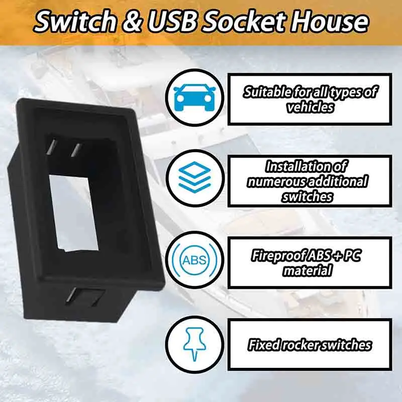 1-8 Gang ABS Panel Black Plastic Rocker Switch Panel DIY Durable Housing Holder Separate Kit for ARB Carling RV Car Boat ATV UTV