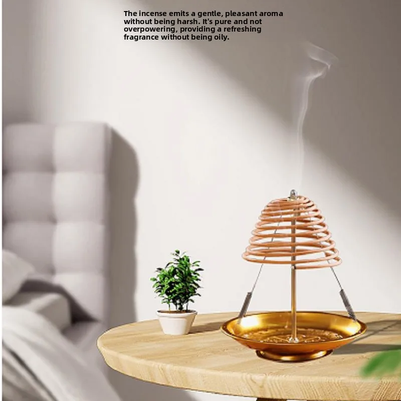 Goldener Räucherstäbchenhalter Chinesische Heimdekoration Räucherplatte Turm Mückenabwehr Räucherstäbchenbrenner 24 Stunden Sandelholz-Räucherwerk...