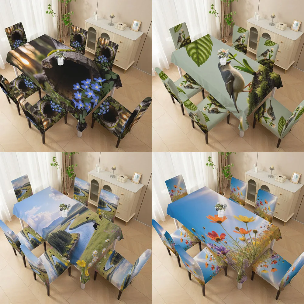 High Back Dining Chair Cover Set, Elastic Chair Cover Sunshine Flower Daisy Pattern, Dining Room Living Room Outdoor Patio