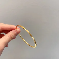 Golden Luxury Thin Bangles for Women Stainless Steel Fashion Love Bracelet Wedding Engagement Jewelry Girlfriend Gift Pulseiras