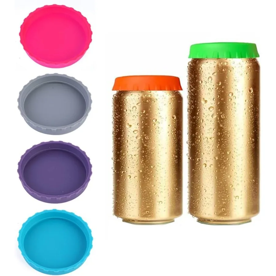 

6 упаковок силиконовых крышек для банок с газировкой, 6 цветов, без BPA, многоразовые силиконовые крышки для банок, пробка или защита для газировки, пива, напитка, сока, кокка