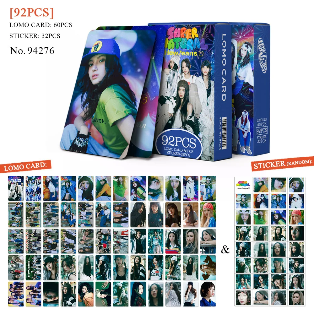 92Pcs/Set Girl Idol New Series Sticker Lomo Cards HD Printd Photocards High Quality MINJI Hanni DanieIIe Hyein Haerin Fans Gifts