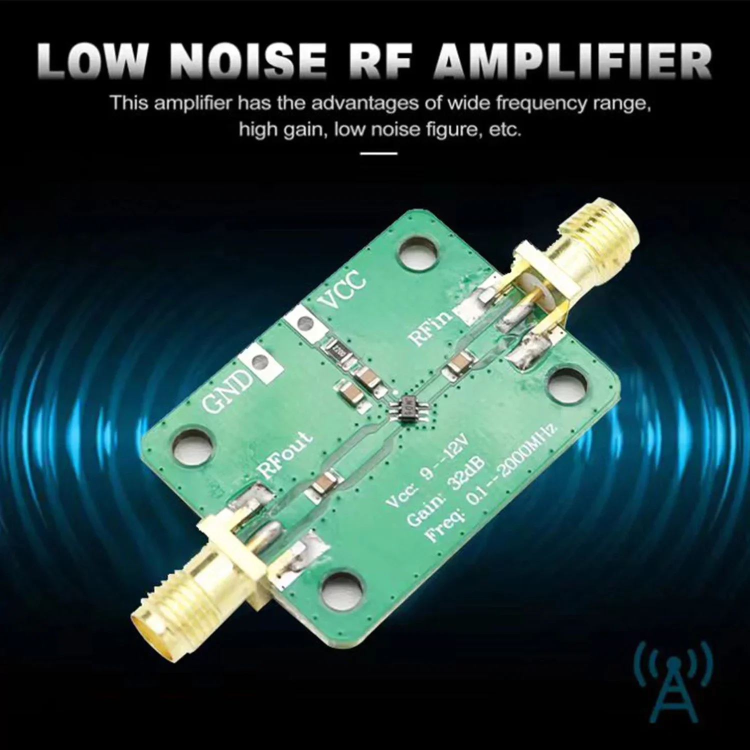 NEW 0.1-2000MHz 32dB Gain Broadband Low Noise High Frequency LNA RF Amplifier Module For FM HF VHF/UHF